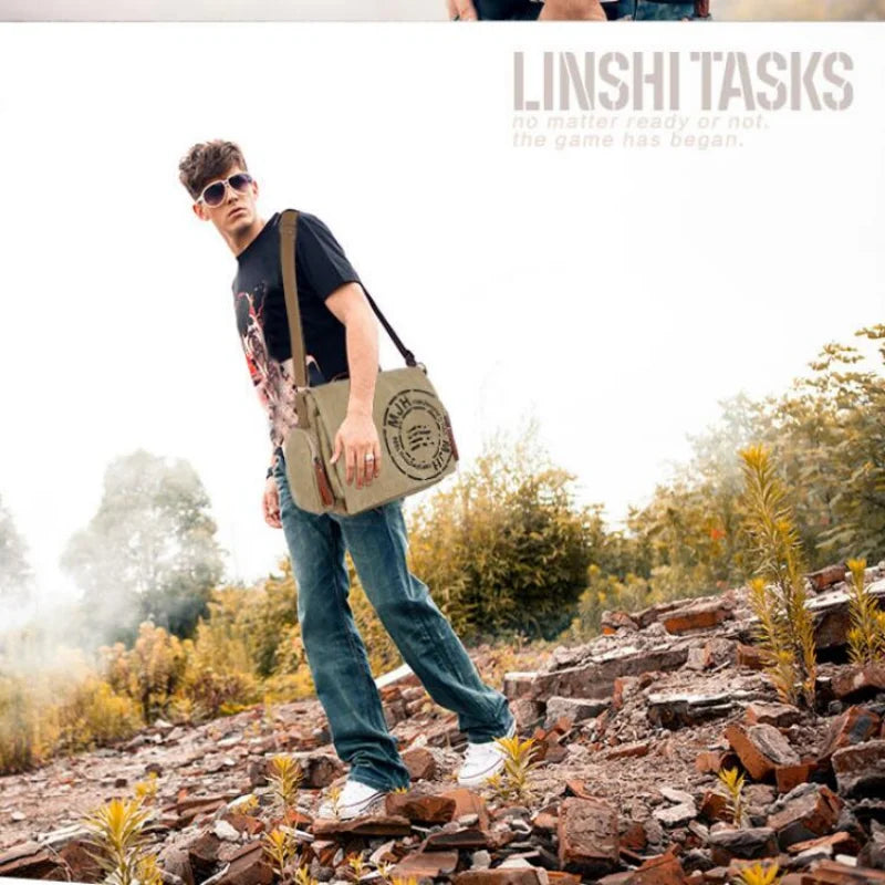 Men's Fashion Canvas Shoulder Bags Business Travel Crossbody Bags Men Messenger Bags Briefcase Men Handbag Tote Sac à main bolso