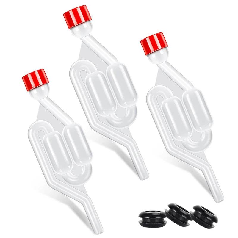 3 Pieces S-Shape Airlocks ,Homebrew Bubble Airlock Carboys Stopper & Fermenter Seal Valve with Food Grade Grommets Wine Making - P12 Hub Europe