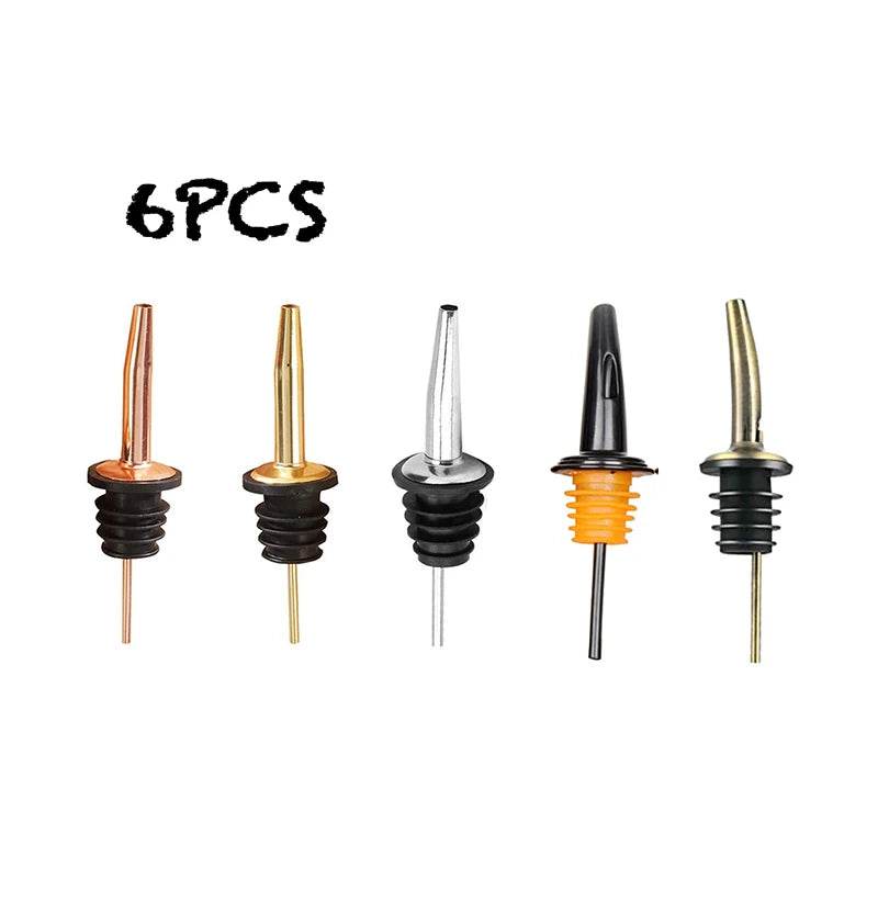 6PCS Stainless Steel Wine Pourer Stopper Bottle Pourer Spout Stopper Speed Pourer Bar Wine Accessories Set of 6 - P12 Hub Europe