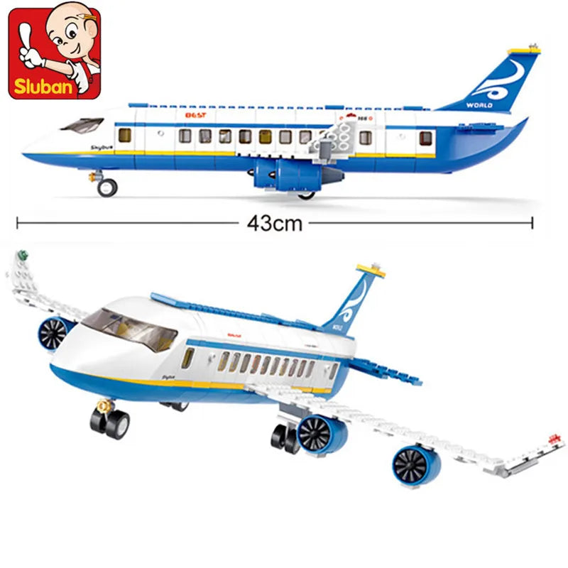 High-tech Avion Cargo Aircraft Rescue Plane Airport Airbus Airplane Model Building Blocks Figures City Brinquedos Creative Toys
