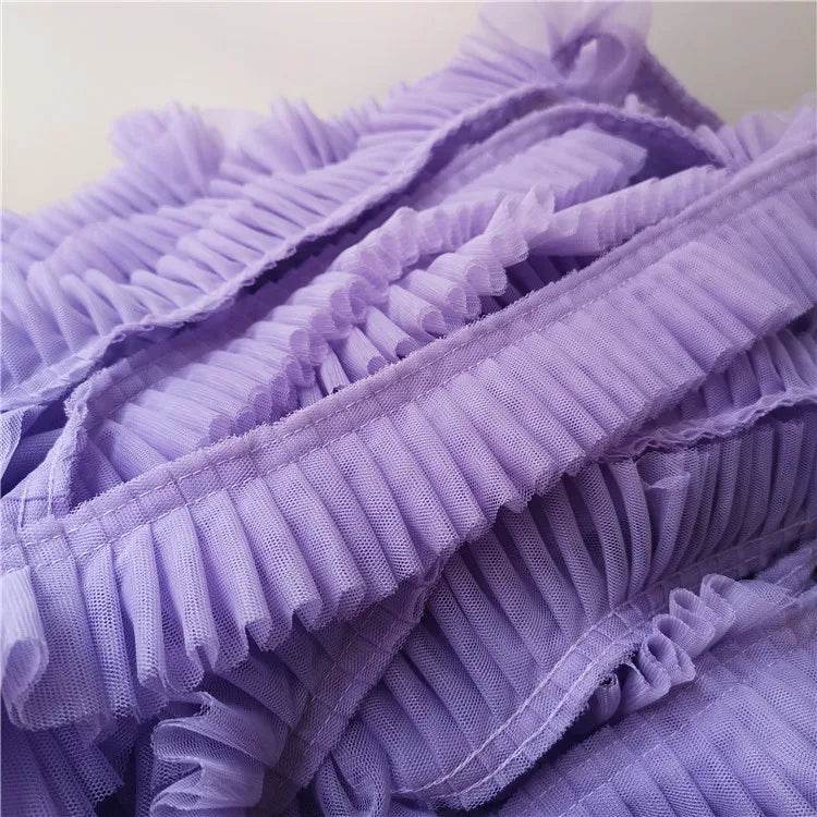 5CM Wide Double Layers 3D Pleated Mesh Lace Fabric Ruffle Trim Embroidered Collar Ribbon Sewing Clothing Skirt Splicing Material - P12 Hub Europe
