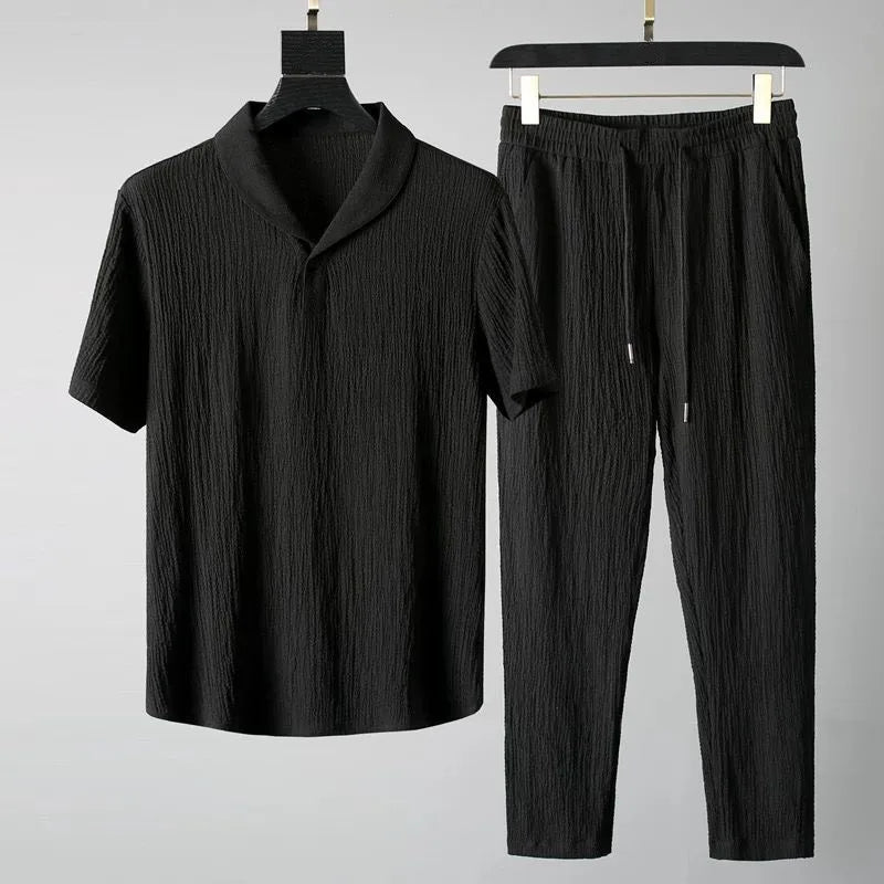 (Shirt + trousers)2025 summer men fashion classic shirt men's business casual fashion shirts men A set of clothes size M-4XL