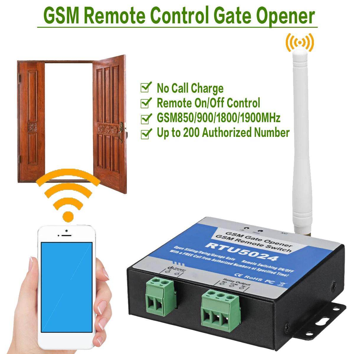 GSM Gate Opener Free Call, SMS Control, 200 Users, Relay Switch - P12 Hub Europe