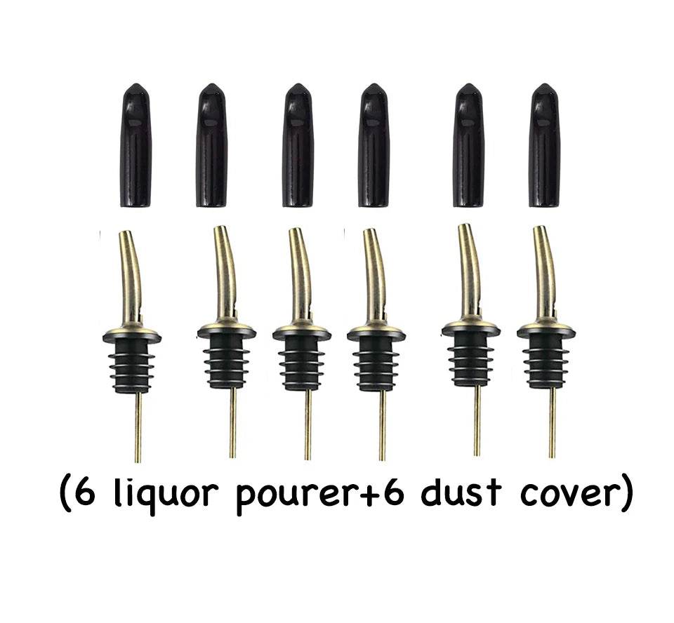6PCS Stainless Steel Wine Pourer Stopper Bottle Pourer Spout Stopper Speed Pourer Bar Wine Accessories Set of 6 - P12 Hub Europe