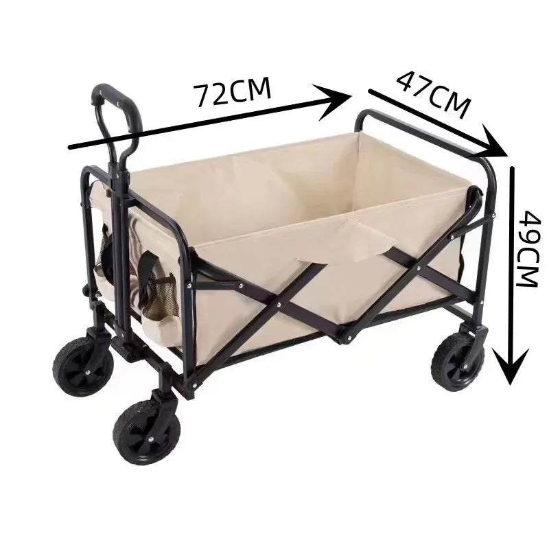 Portable Outdoor Cart, Heavy-Duty Folding Trolley, Smooth Bearing Design, Picnic Wagon, Convenient Folding Storage