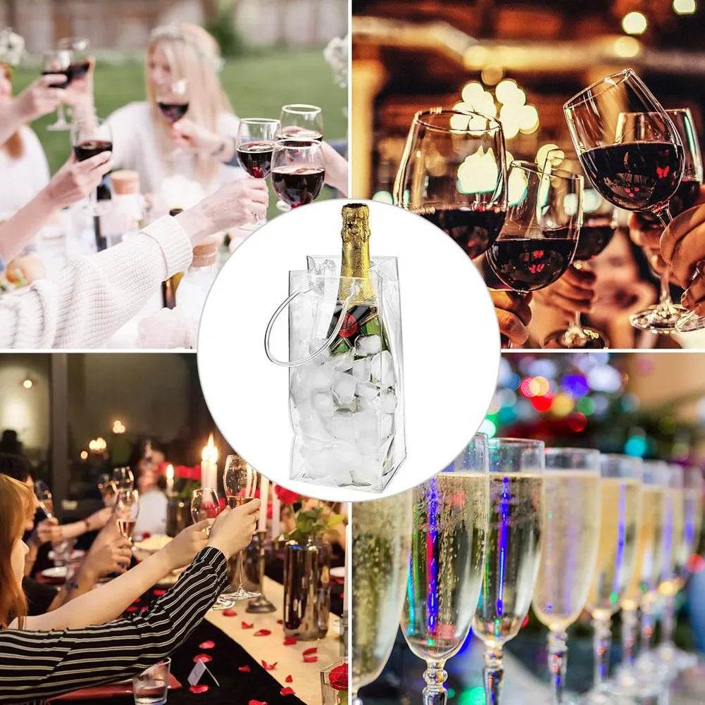 Ice Bag Wine Beer Champagne Bucket Drink Bottle Cooler Chiller Foldable Carrier PVC Ice Wine Bag Picnic Ice Wine Utensils - P12 Hub Europe