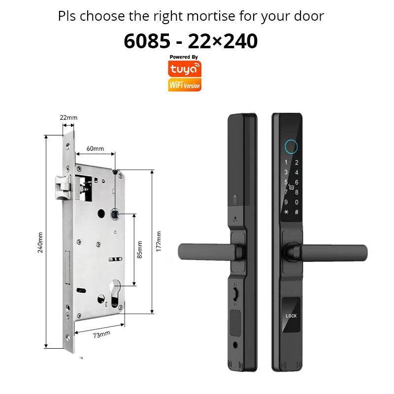 WiFi Sliding Door Lock | IP66, Fingerprint, Card, Code, Glass/Aluminum - P12 Hub Europe