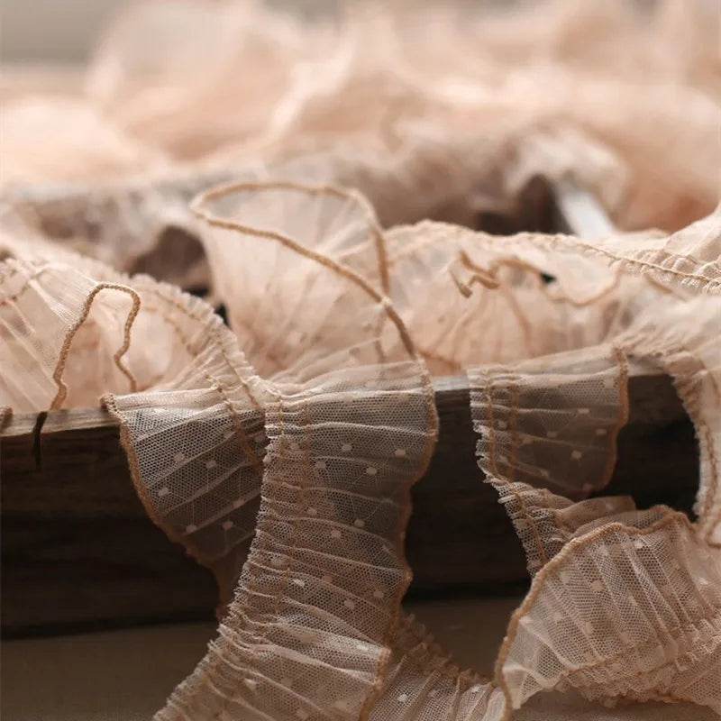 2024 Folds Ruffled Spotted Lace DIY Children's Dress Skirt Cuffs Hem Sewing Decoration Home Textile Pillow Storage Basket Trim - P12 Hub Europe