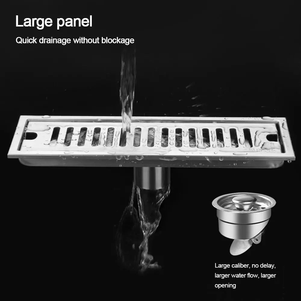 20/30/40/50cm Stainless Steel Shower Floor Drain Bathroom Rectangle Linear Floor Drainage Floor Drain with Strainer Cover