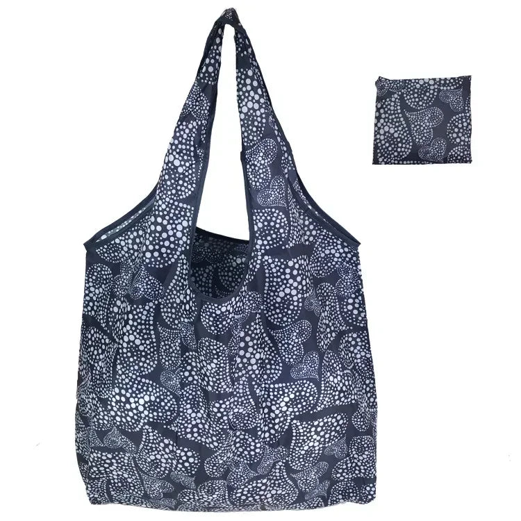 Fashion Printing Foldable Eco-Friendly Shopping Bag Tote Folding Pouch Handbags Reusable Large-capacity for Travel Grocery Bag