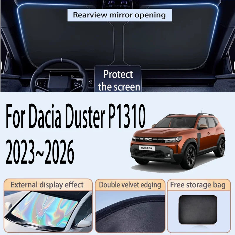 Foldable Reflector Sunshade For Dacia Duster P1310 2023~2026 Car Windshield Sun Visor Heat Insulation Summer Auto Accessories