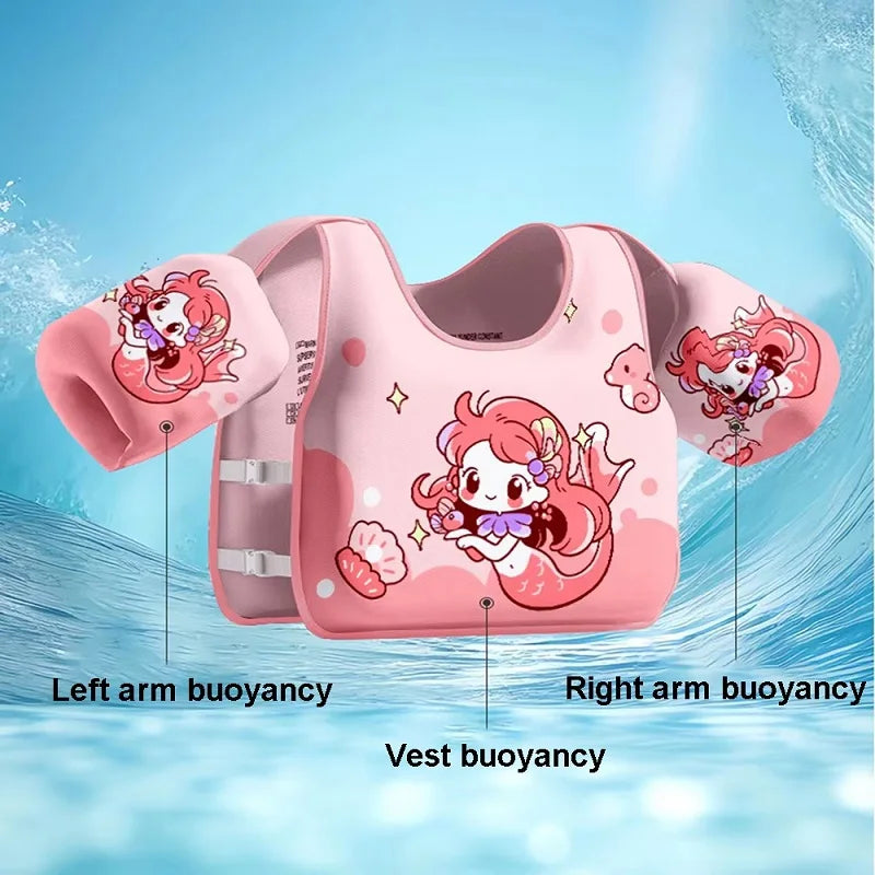 Kids Swim Vest Life Jacket for Children Sea Beach Baby Play Water Game Toy Toddler Pool Floaties with Shoulder Harness Arm Wings
