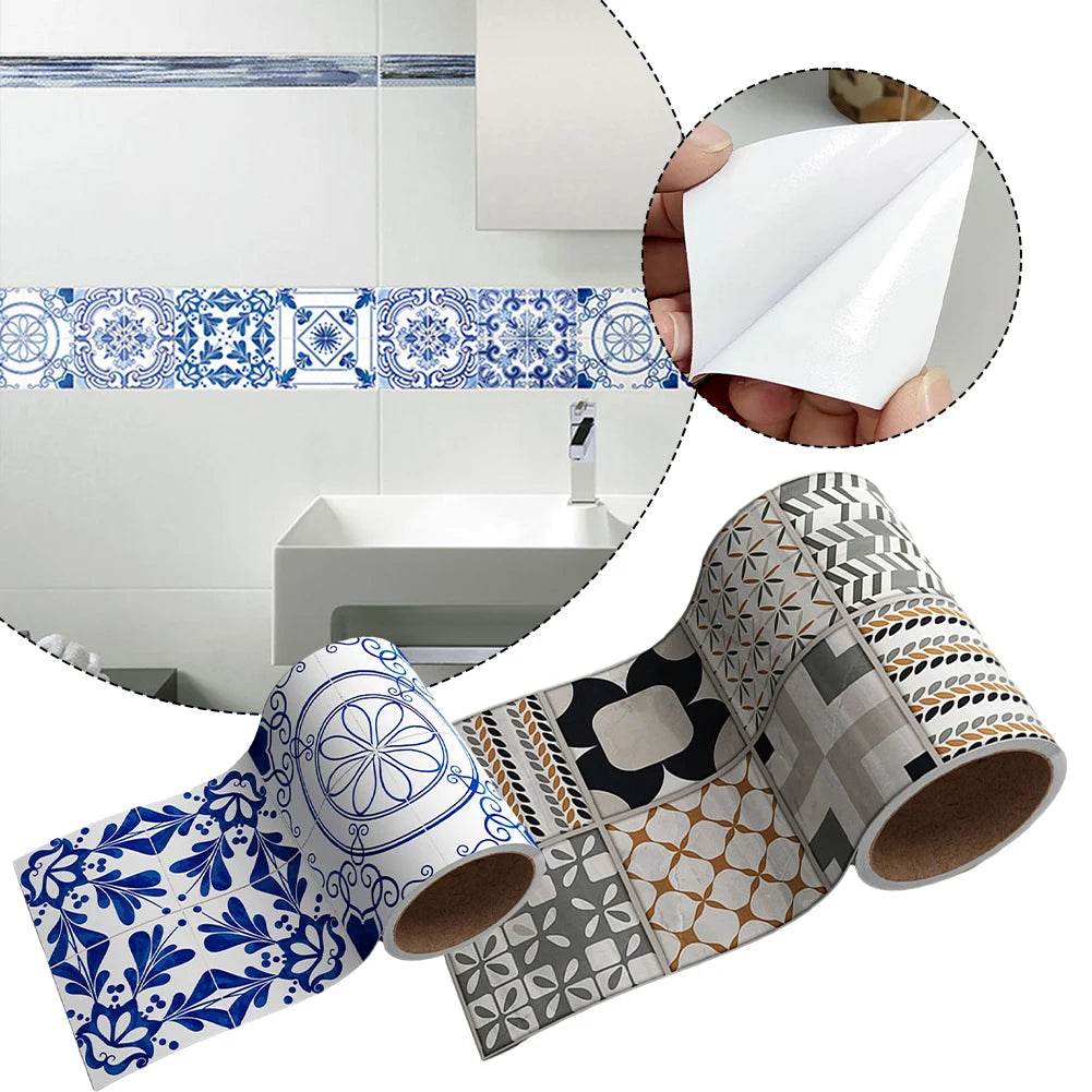 Self-adhesive Waist Line Decorative Strip Waterproof Peel Stick Wall Sticker Bathroom Floor Skirting Line Wall Papers Home Decor - P12 Hub Europe