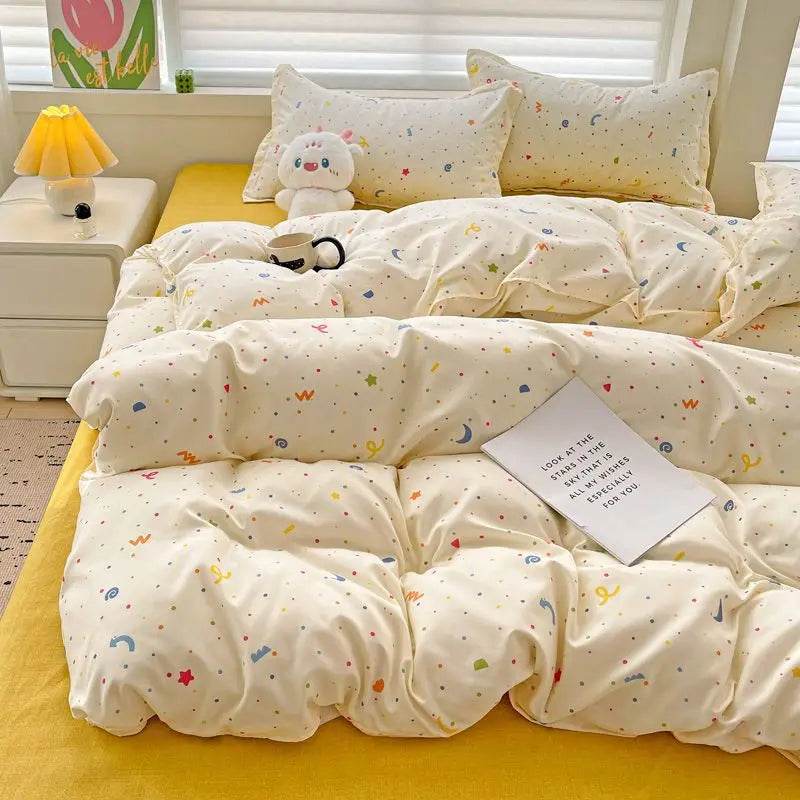 Summer Bedding Set 2024 Ins Twin Queen Duvet Cover Flat Sheet Pillowcase No Filler Girl Boys Hotel Home Bed Linens - P12 Hub Europe