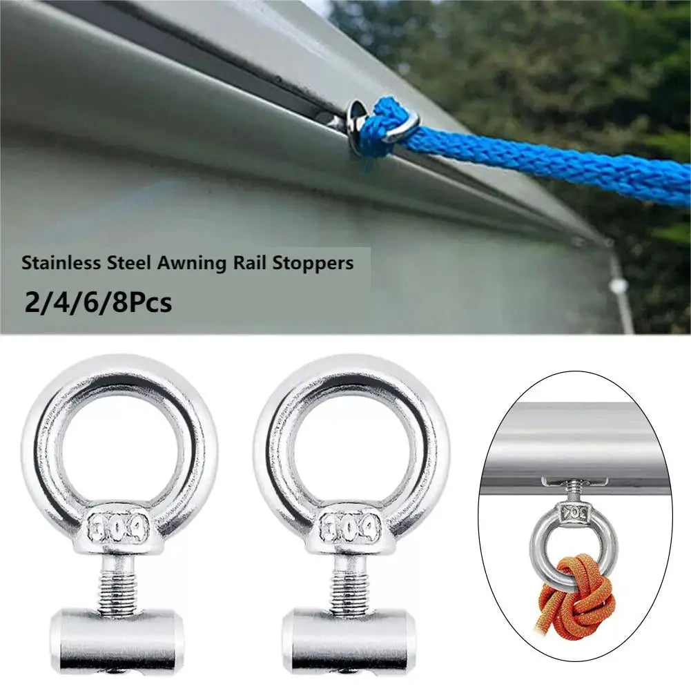 2/4/6/8Pcs Awning Rail Stoppers Stops Stainless Steel Motorhome Campervan Caravan Silver Awning Stoppers X 12mm X 6mm