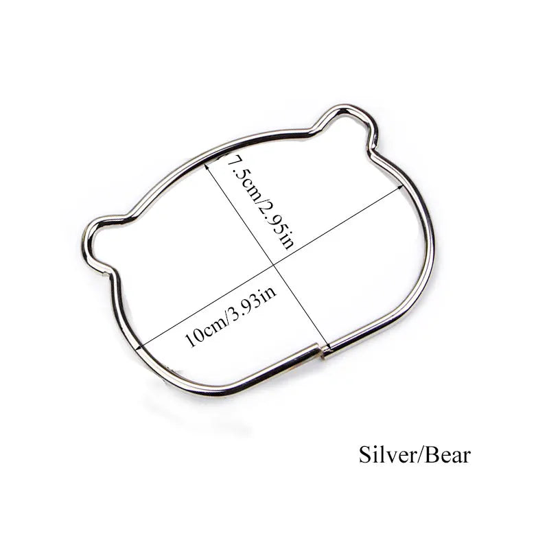 1Pc Metal DIY Handbag Tote Handles Replacement Creative Bear Cat Ear Bag Handle Decoration Handcraft Bag Making Accessories