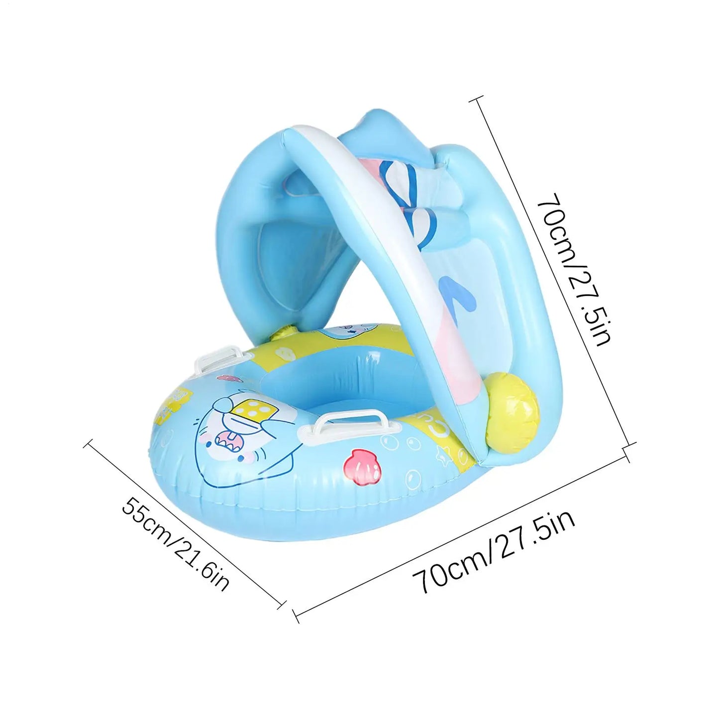 Summer Baby Float with Canopy Baby Pool Tube with Canopy Sun Protection Kids Water Ring with Seat for 6-36 Months Boys and Girls