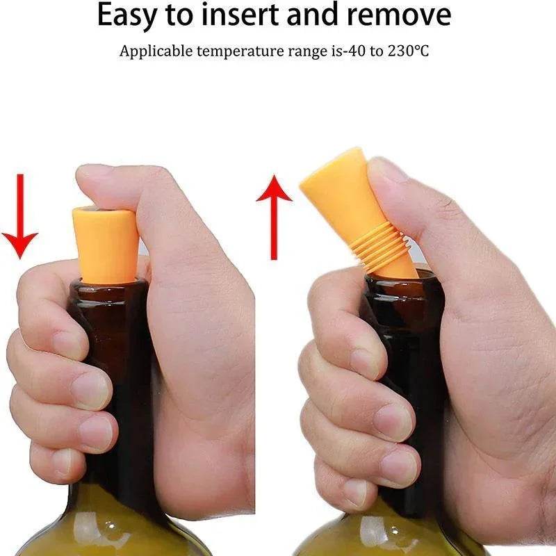 Silicone Wine and Beverage Bottle Cap Set Leak Proof Champagne Bottles Sealer Stoppers Wine Cork Saver Stopper Reusable - P12 Hub Europe