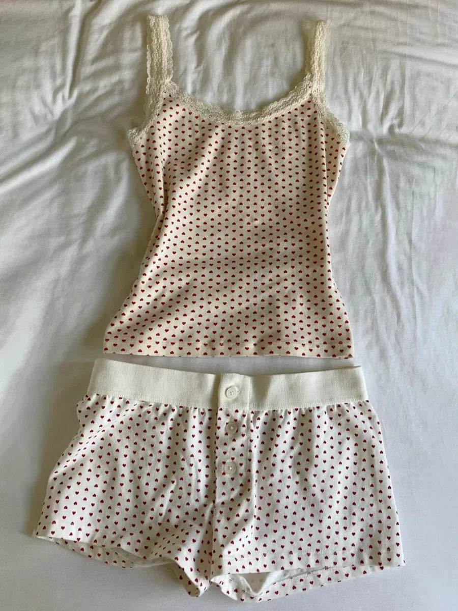 Sweet Strawberry Eyelet Shorts Set - P12 Hub Europe
