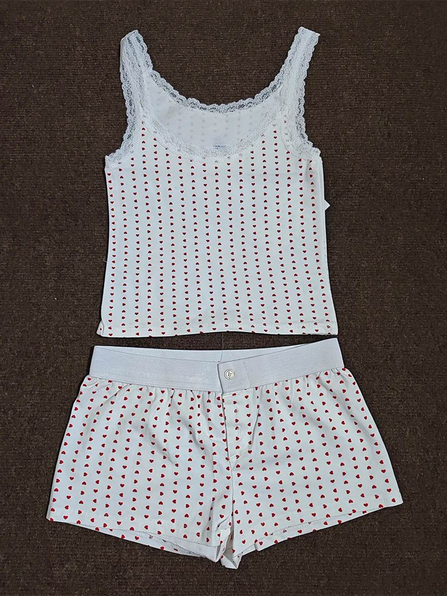 Sweet Strawberry Eyelet Shorts Set - P12 Hub Europe