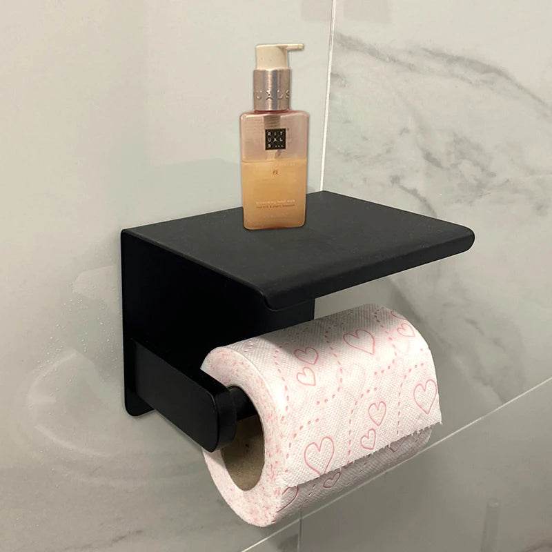 Aluminum Alloy Toilet Paper Holder Bathroom Wall Mount WC Paper Phone Holder Shelf Towel Roll shelf Accessories - P12 Hub Europe