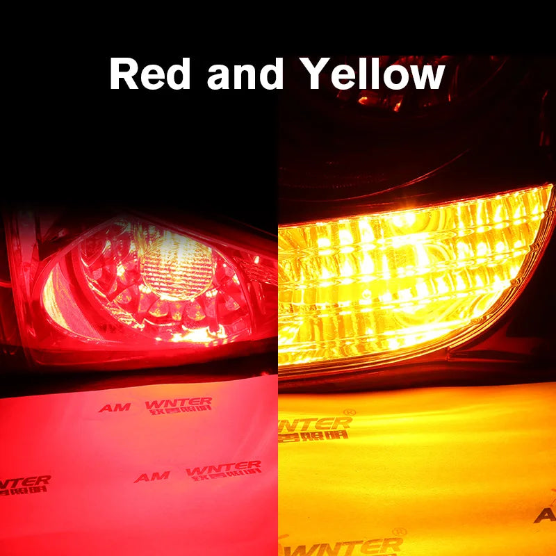 AMYWNTER T20 Drl 7440 Canbus 21W Car LED Light Dual Color Switchback Turn Signal Lamp Bulb Daytime Running