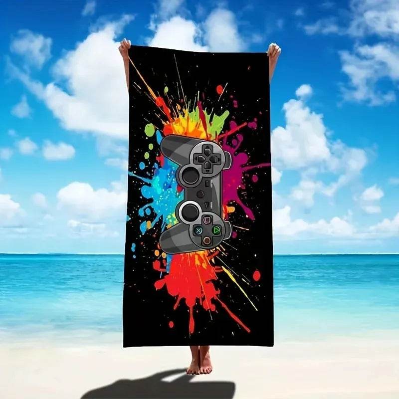 Game Handle Large Beach Towel - Super Absorbent, Quick Dry, Modern Design for Beach and Pool, Easy Care - P12 Hub Europe