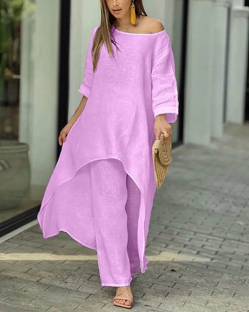 Cotton Linen Irregular Pants Set - P12 Hub Europe