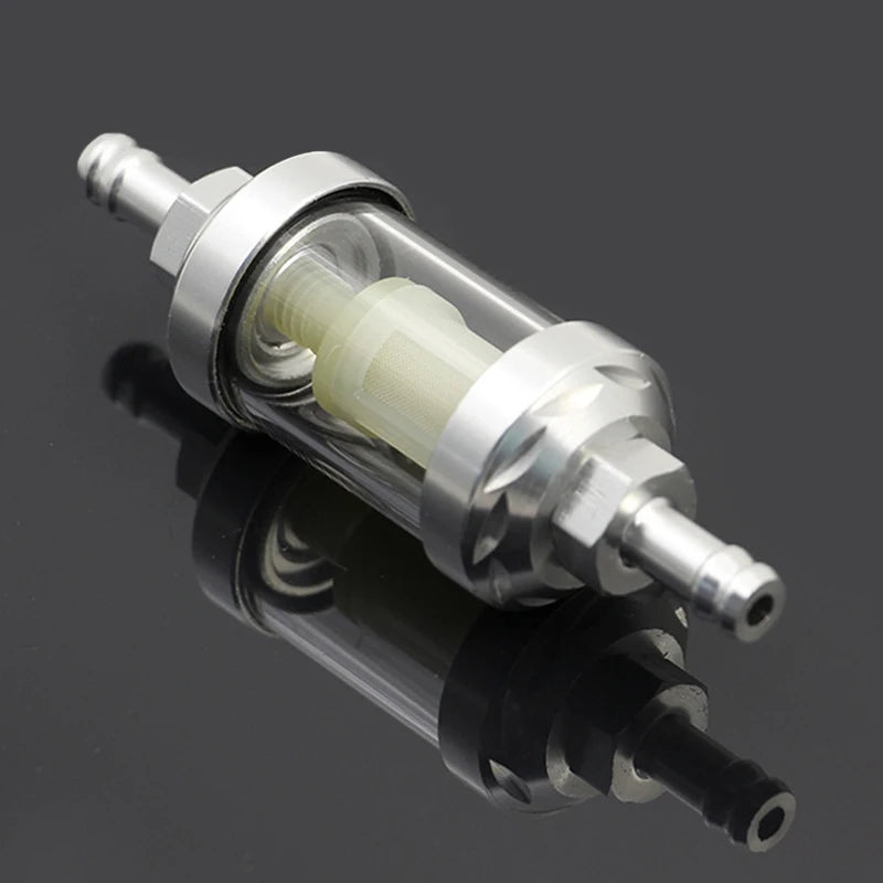 Universal 8mm CNC Aluminum Alloy Glass Gas Fuel Gasoline Oil Filter For Motocross Dirt Pit Bike ATV Buggy Quad Motorcycle Parts