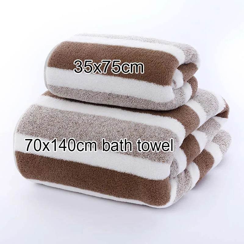 1 pcs Striped Face Towel 35x75cm For Bathroom Or Soft And Absorbent Quick-Drying Experience Microfiber Bath Towel 70x140cm - P12 Hub Europe