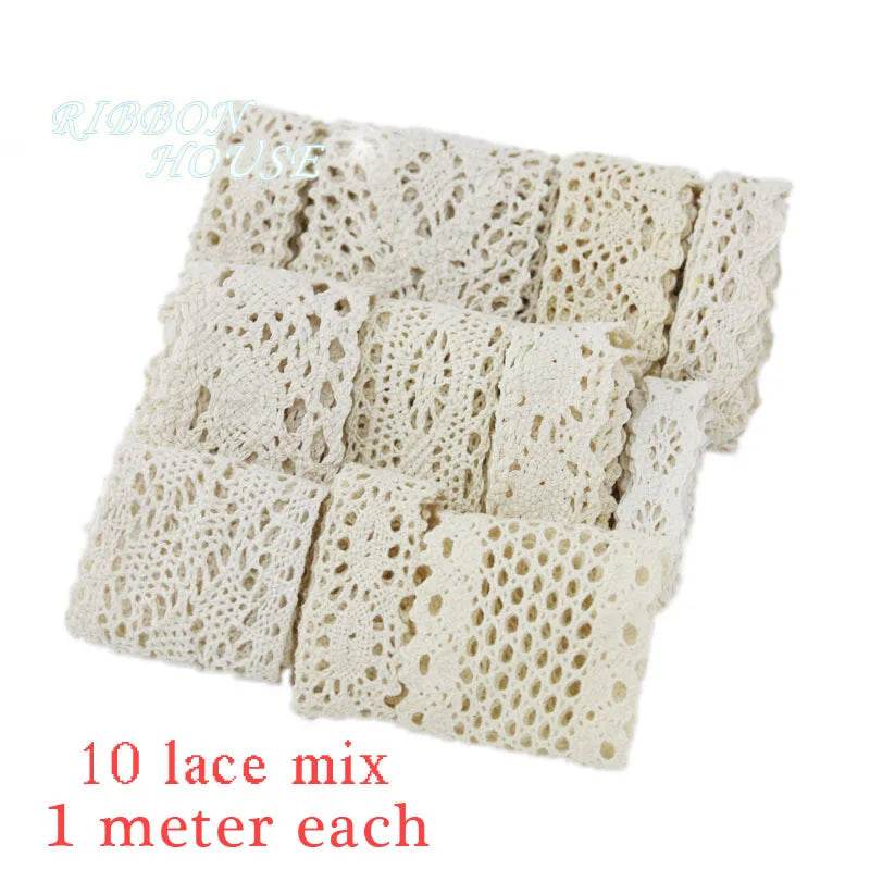 (5Meter/roll) White Beige Cotton Embroidered Lace Net Ribbons Fabric Trim DIY Sewing Handmade Craft Materials - P12 Hub Europe