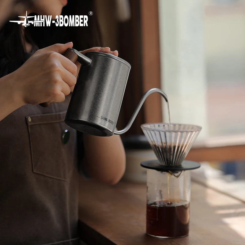 MHW-3BOMBER Pour Over Coffee Kettle 400ml/600ml Stainless Steel Gooseneck Tea Water Pot Chic Cafe Barista Kitchen Accessories
