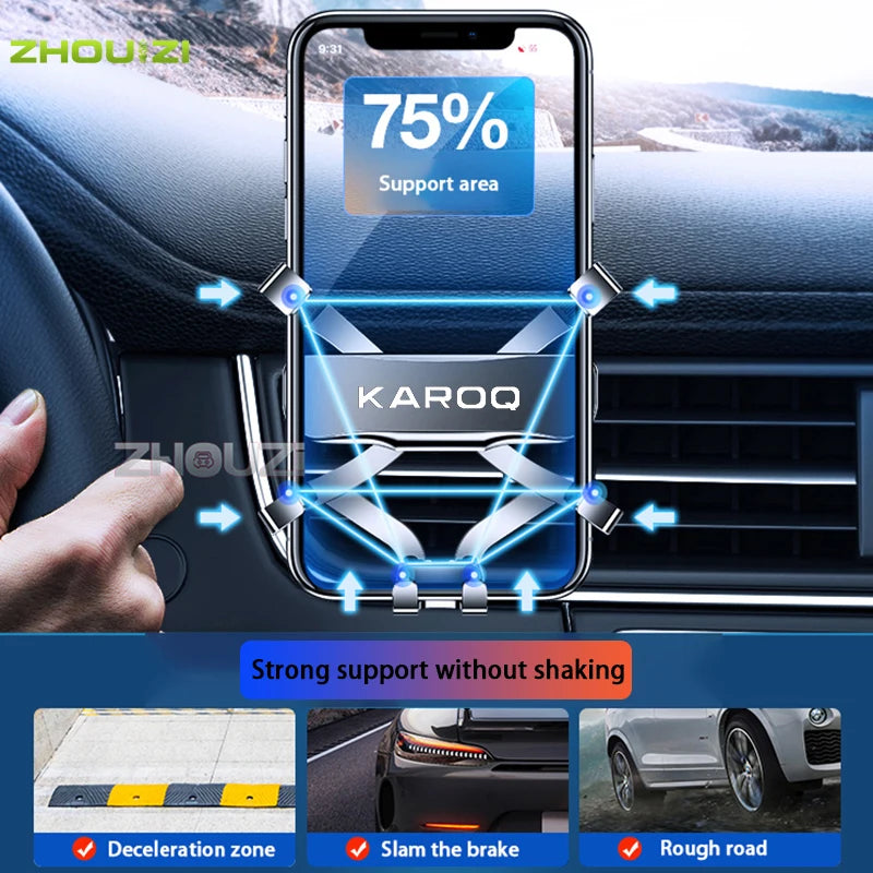 Car Mobile Phone Holder For Skoda Karoq 2018-2022 Air Vent Mounts Stand GPS Gravity Navigation Bracket Car Accessories