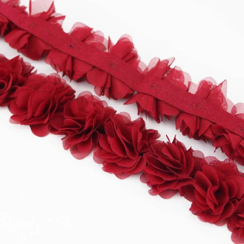 (1 meter) Chiffon lace fabric Webbing Decoration flower gift ribbons crafts Non-woven fabrics base - P12 Hub Europe