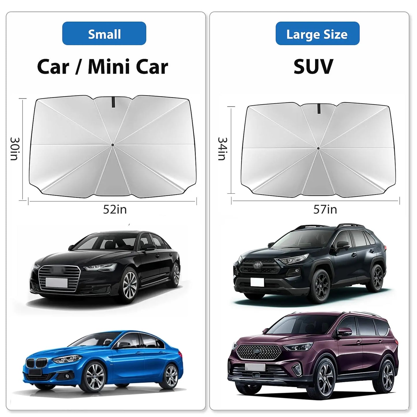 2024 Car Windshield Sun Shade Umbrella Foldable Sunshade Front Window Cover for UV Block Heat Protection Protector Parasol