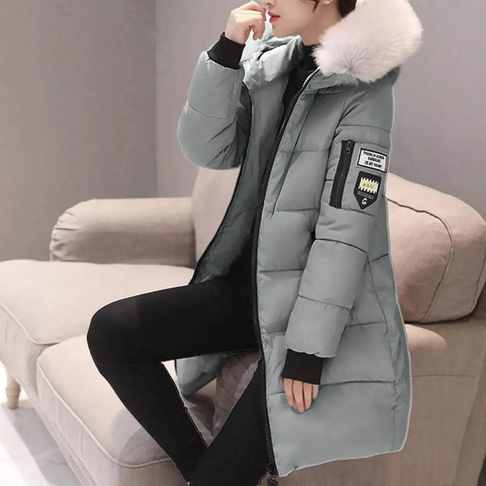 Women's Long Fur Collar Parka - P12 Hub Europe