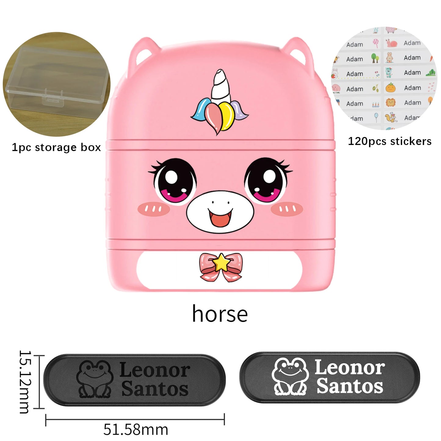 Children's Name Seal Custom Double -layer black and white ink Student's Stamp Kindergarten Clothes Waterproof Name StickerStamp