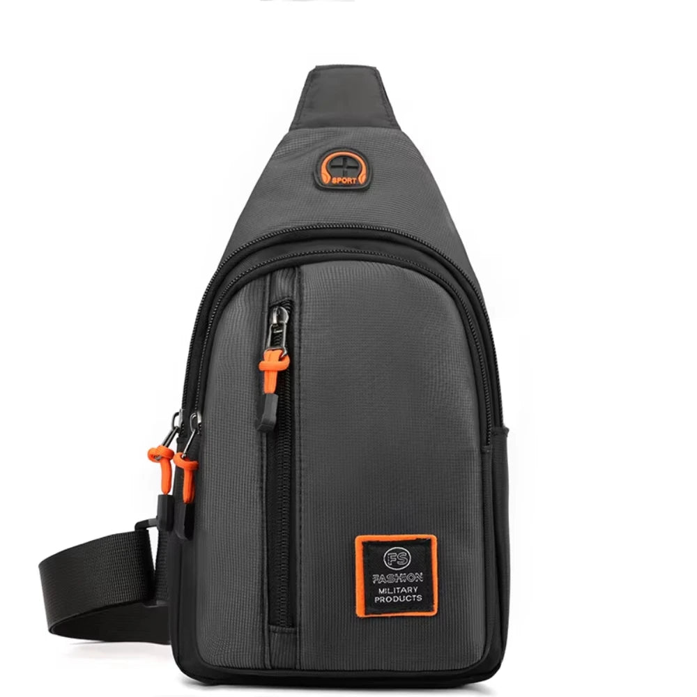 Casual men's crossbody bag Oxford cloth waterproof material sports fitness chest bag cell phone change documents storage bags