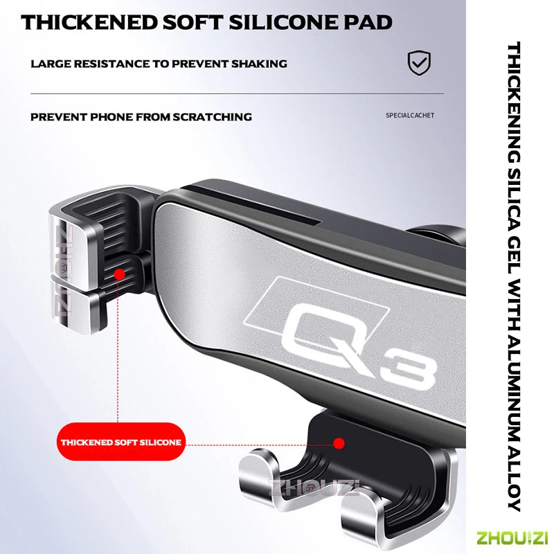 Car Mobile Phone Holder For Audi Q3 F3B 8UG 8UB 2013-2022 Air Vent Mounts Stand GPS Gravity Navigation Bracket Car Accessories