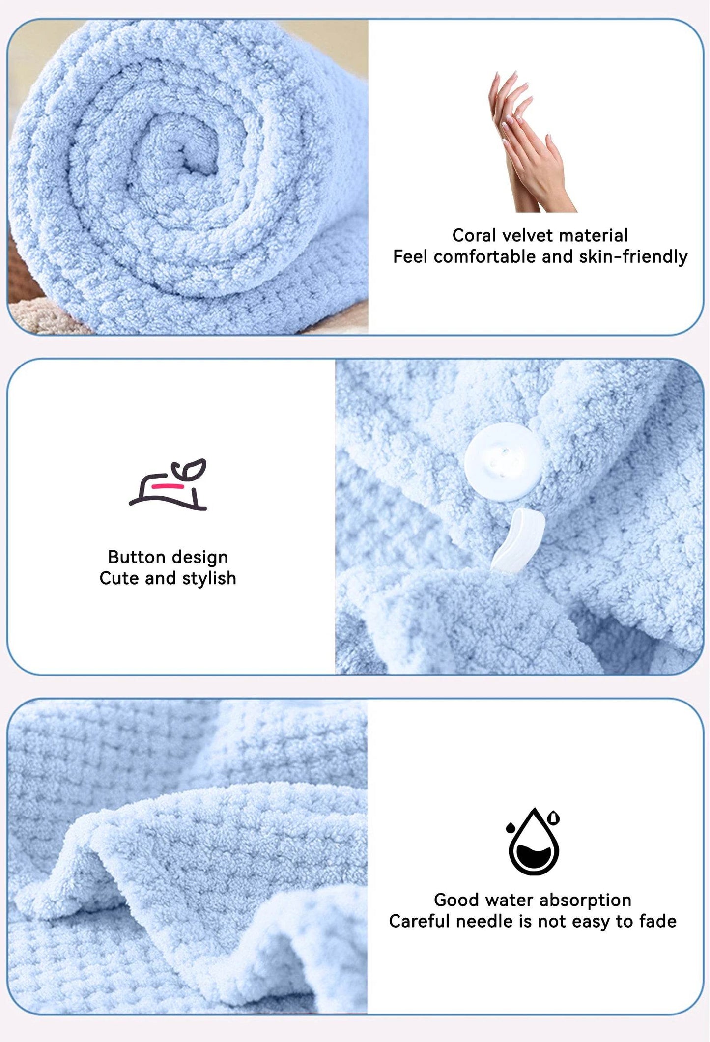 Alileader Microfiber Hair Towel Wrap Super Absorbent Turban Coral Velvet Hair Dry Hat Caps Hair Towels For Women Curly Long Hair - P12 Hub Europe