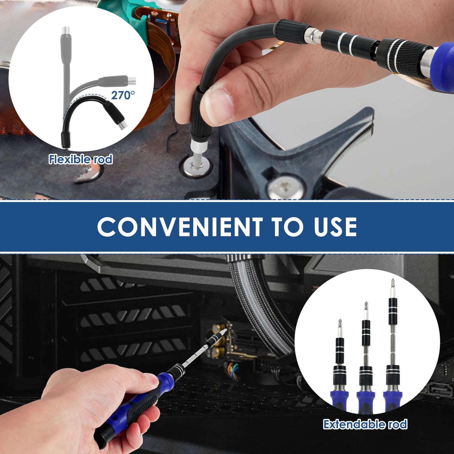 58 in 1 Precision Screwdriver Kit Small Screwdriver with Extension Rod Repair Tool Kit for Smartphone, PC, Watch,Toys