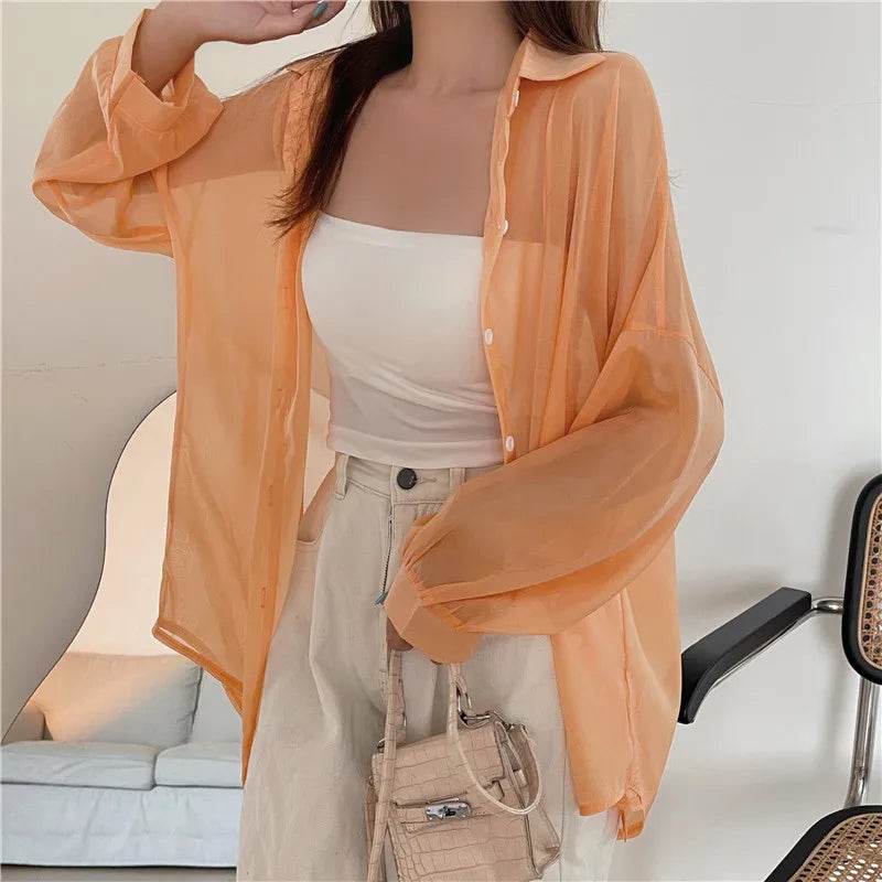 Semi Sheer Button Down Shirt - P12 Hub Europe