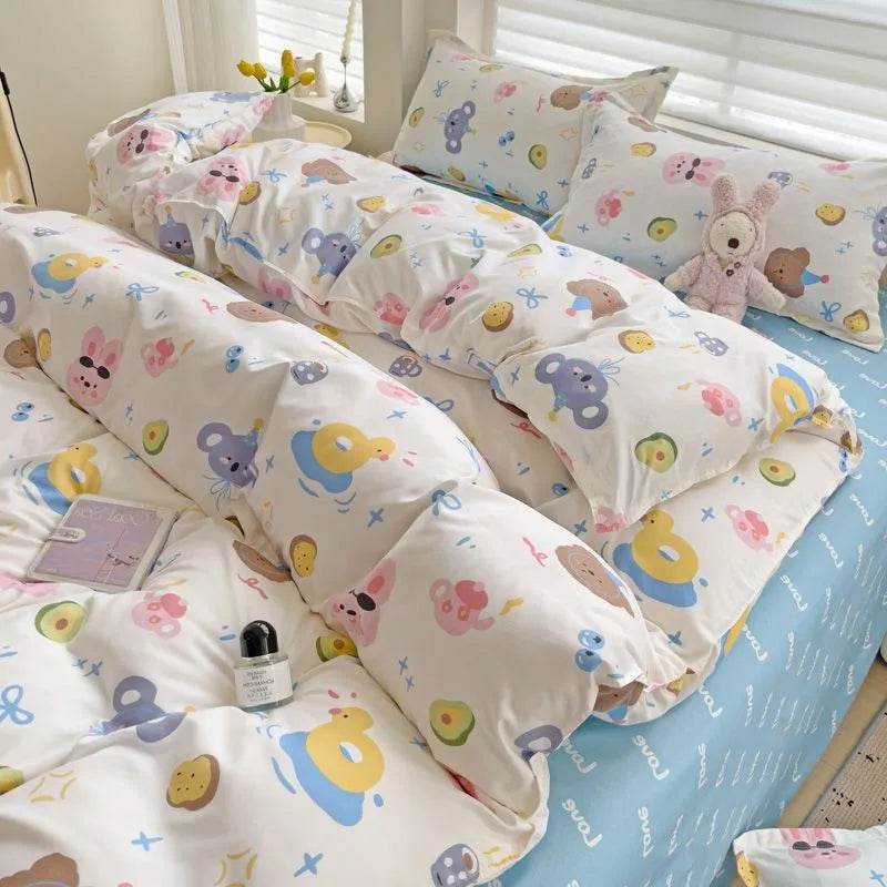 Summer Bedding Set 2024 Ins Twin Queen Duvet Cover Flat Sheet Pillowcase No Filler Girl Boys Hotel Home Bed Linens - P12 Hub Europe