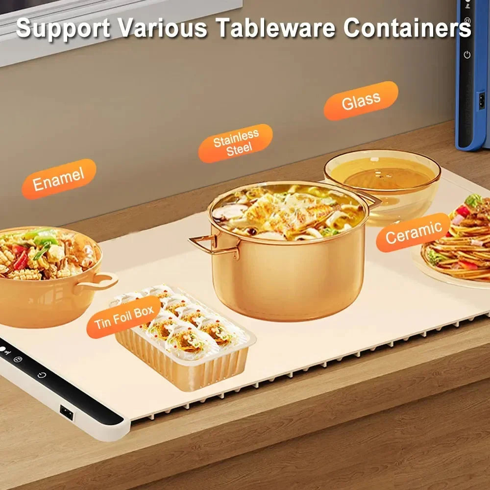 Electric Warming Tray Food Warmer Mat Foldable Food Warm Plate Party Fast Heating Plate Portable Silicone Electric Warming Tray
