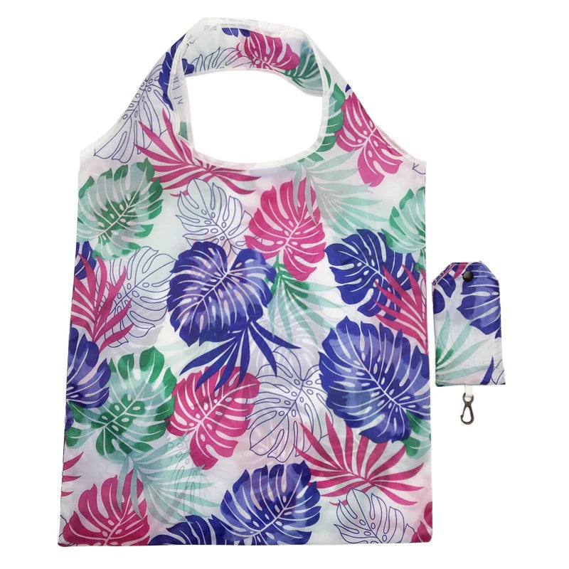 Fashion Printing Foldable Eco-Friendly Shopping Bag Tote Folding Pouch Handbags Convenient Large-Capacity For Travel Grocery Bag
