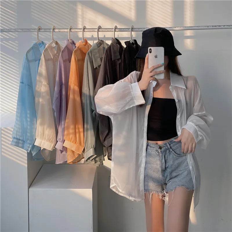 Semi Sheer Button Down Shirt - P12 Hub Europe
