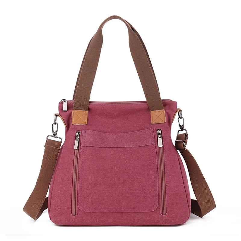 Cross-border large-capacity canvas women's bag, casual cross-body bag, Korean-style fashionable tote bag, simple handbag, new st