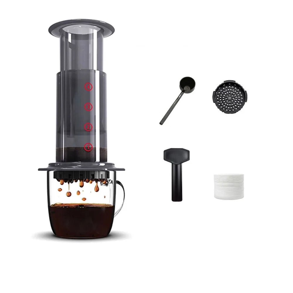 Portable Coffee Kettle Transparent Anti-slip Press Coffee Pot French Style Light Weight Hand Pour Coffee Maker Camping
