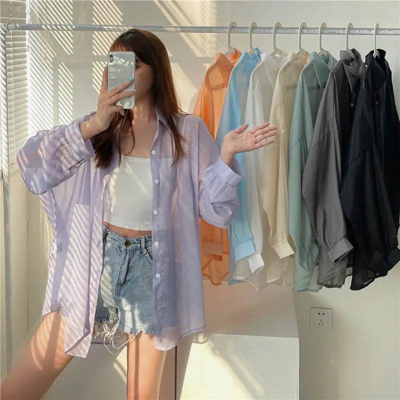 Semi Sheer Button Down Shirt - P12 Hub Europe