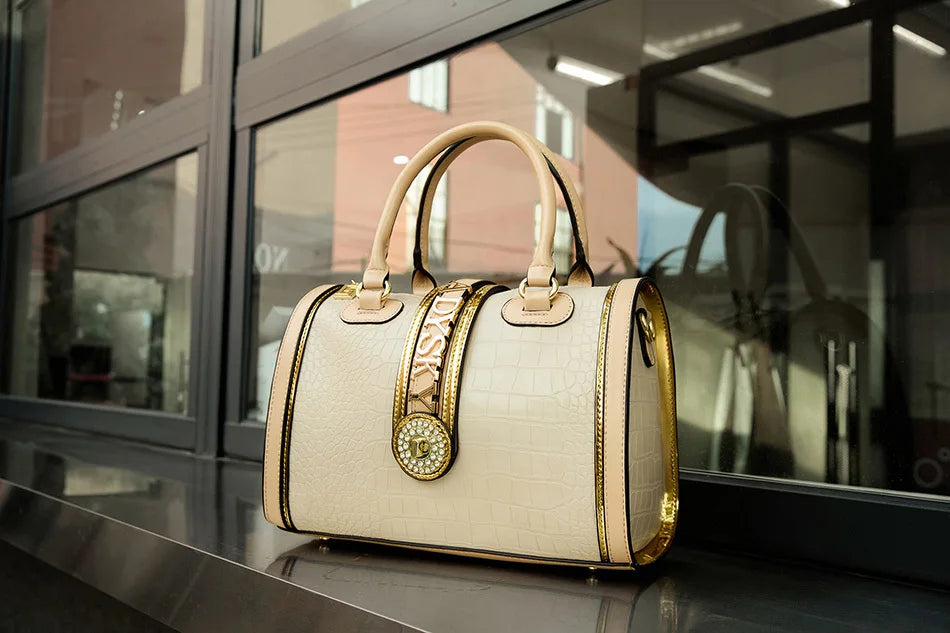 VM FASHION KISS NEW Rendering Boston Handbag Classic Style Crossbody Bag Elegant Women's Shoulder Bag Leather Satchel Purse